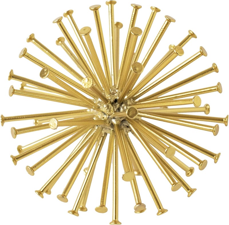 TICKCACY 4.5” Metal Spike Sphere Tabletop Decor, Gold Geometric Decorative Ball, Abstract Sculpture Table Decorations for Home, Art Decor Orb for Living Room Bedroom Office - Image 2